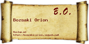Bozsaki Orion névjegykártya
